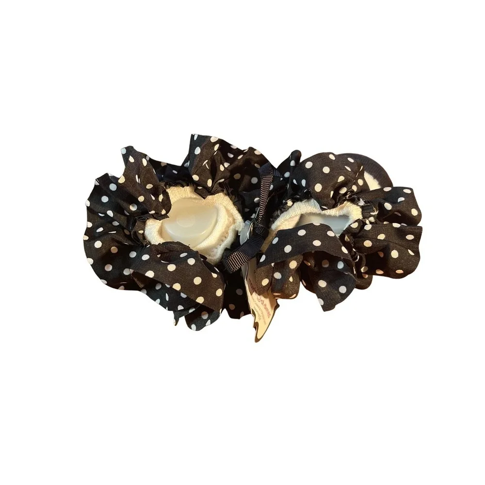 Mud Pie Newborn Polka Dot Ruffle Sock Shoes Black White 0-12 Months - Picture 7 of 8